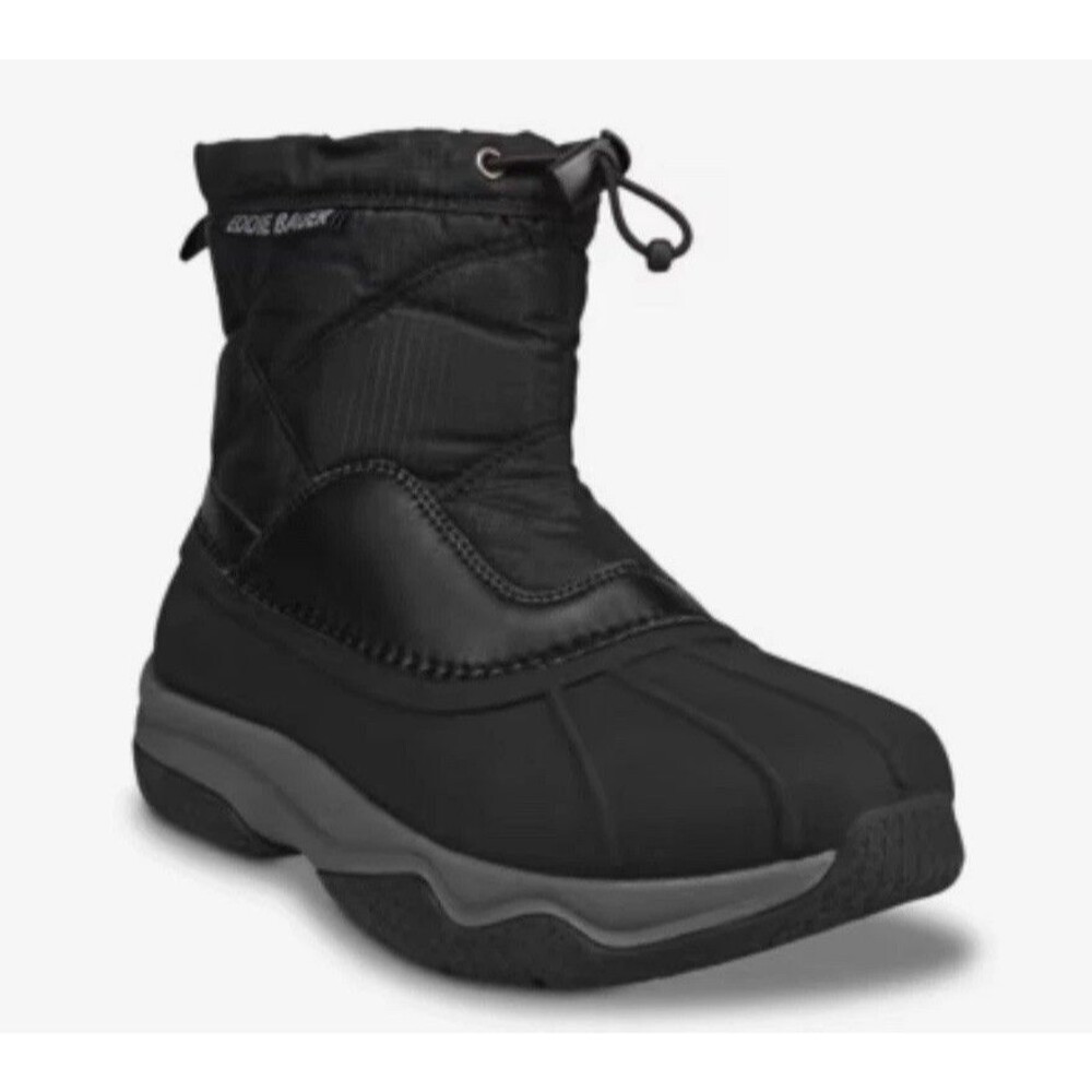 Eddie Bauer Men's Black Winter Boots Modern Duck Pull On Size 9